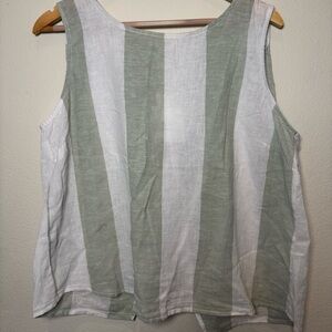 Striped Green and White Sleeveless Top